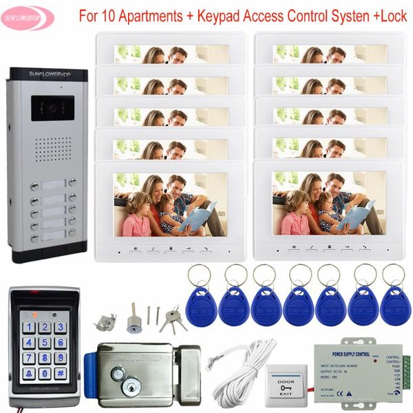 video door phones 7inch doorphone call panel for 10 apartments monitoring camera system keypad access control outdoor intercom + electric lo
video door phones 7inch doorphone call panel for 10 apartments monitoring camera system keypad access control outdoor intercom + electric lo