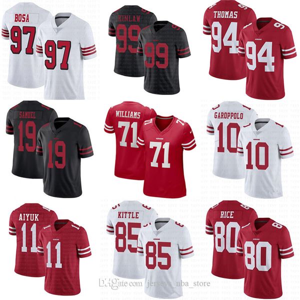Custom San Francisco 49er Solomon Thomas Brandon Aiyuk Trent Williams Nick Bosa Deebo Samuel George Kittle Jimmy Garoppolo jerseys
Custom San Francisco 49er Solomon Thomas Brandon Aiyuk Trent Williams Nick Bosa Deebo Samuel George Kittle Jimmy Garoppolo jerseys