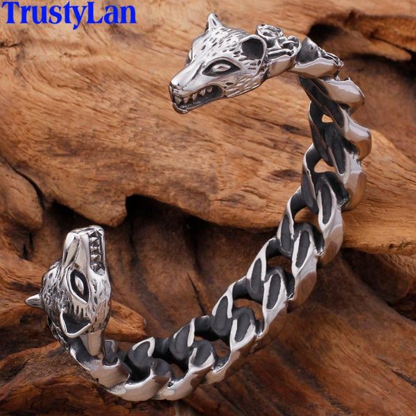 double wolf head bracelets & bangles for men stainless steel man bracelet male jewellery friendship cuff bracelets open bangle, Black
double wolf head bracelets & bangles for men stainless steel man bracelet male jewellery friendship cuff bracelets open bangle, Black