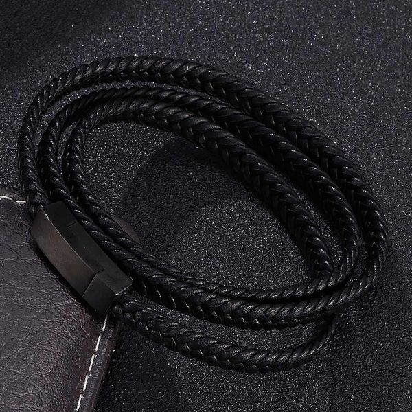 fashion charm bracelets stainless steel magnetic buckle men braided black leather bracelets for women wrist band gifts st512, Golden;silver
fashion charm bracelets stainless steel magnetic buckle men braided black leather bracelets for women wrist band gifts st512, Golden;silver