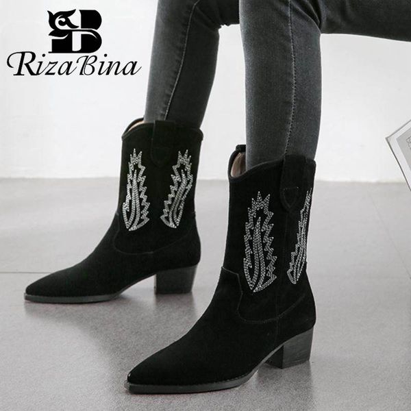 rizabina plus size 34-46 genuine leather half short boots women winter warm fur high heel boots pointed toe cowgirl shoes women, Black
rizabina plus size 34-46 genuine leather half short boots women winter warm fur high heel boots pointed toe cowgirl shoes women, Black