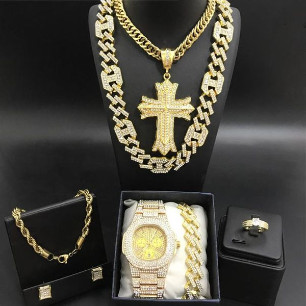 hip hop men gold color neckalce chain luxury men gold color watch & neckalce & braclete ring earrings out cuban for, Silver
hip hop men gold color neckalce chain luxury men gold color watch & neckalce & braclete ring earrings out cuban for, Silver
