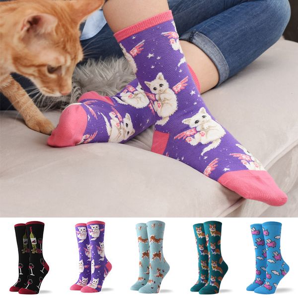 colorful women's cotton crew socks funny banana cat animal pattern creative ladies novelty socks for gifts, Black;white
colorful women's cotton crew socks funny banana cat animal pattern creative ladies novelty socks for gifts, Black;white