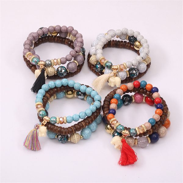 trend 3pc simple and versatile little elephant fringe crackle bead temperament multi layer combination bracelet package, Black
trend 3pc simple and versatile little elephant fringe crackle bead temperament multi layer combination bracelet package, Black