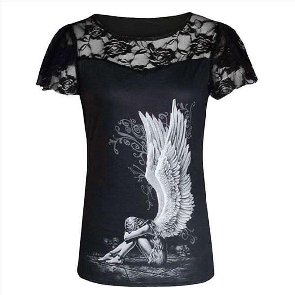 women shirt angel wing punk rock summer t shirt women new arrivals short sleeve women shirt lace patchwork floral camisas, White
women shirt angel wing punk rock summer t shirt women new arrivals short sleeve women shirt lace patchwork floral camisas, White