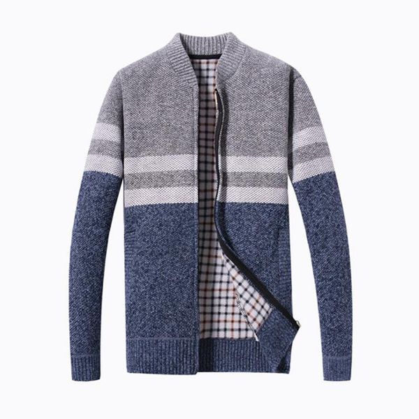 autumn spring fashion casual round neck striped cardigan sweater men plus velvet thick sweater jackets plus size men's clothing, White;black
autumn spring fashion casual round neck striped cardigan sweater men plus velvet thick sweater jackets plus size men's clothing, White;black