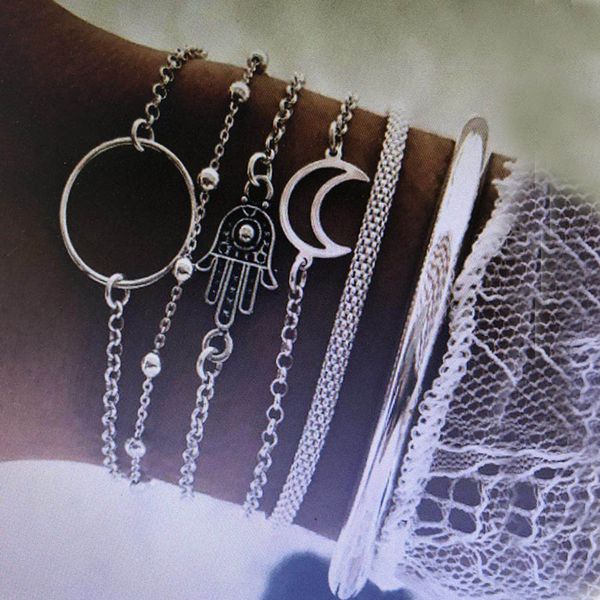 european and american fashion retro big circle moon palm bracelet combination 6 piece set for female wholesale, Black
european and american fashion retro big circle moon palm bracelet combination 6 piece set for female wholesale, Black