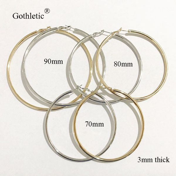 gold/rhodium color 3mm thick copper hoop earrings 70/80/90mm big minimalist round circle earrings for women fashion jewelry, Golden;silver
gold/rhodium color 3mm thick copper hoop earrings 70/80/90mm big minimalist round circle earrings for women fashion jewelry, Golden;silver