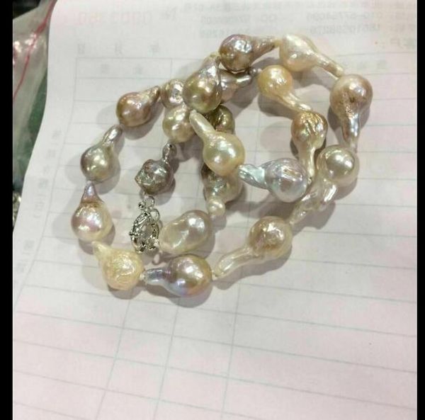 13-17mm south sea baroque gold pink pearl irregular necklace 18" 36", Silver
13-17mm south sea baroque gold pink pearl irregular necklace 18" 36", Silver