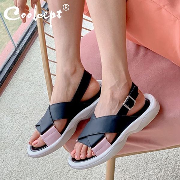 coolcept genuine leather sandals simple summer women shoes low flat heels shoes buckle casual lady footwear size 35-42, Black
coolcept genuine leather sandals simple summer women shoes low flat heels shoes buckle casual lady footwear size 35-42, Black