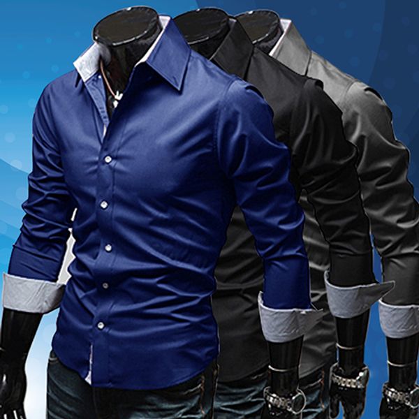 items men's stylish slim fit long sleeve dress shirt casual tee business shirts, White;black
items men's stylish slim fit long sleeve dress shirt casual tee business shirts, White;black