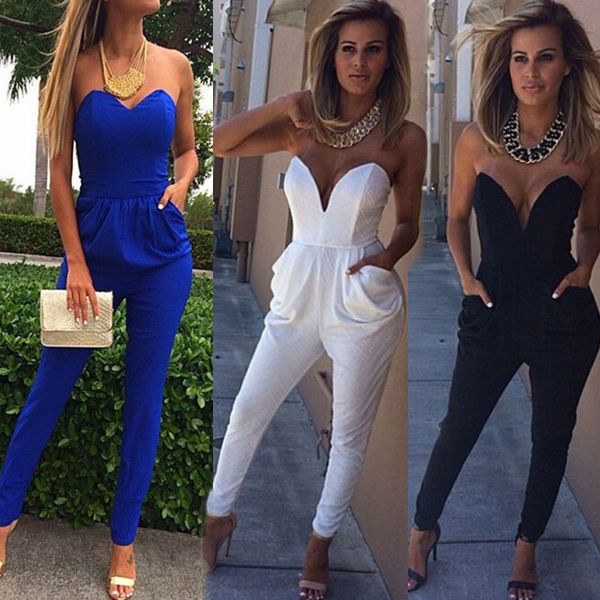 new female summer jumpsuit deep v neck strapless off shoulder playsuit womens summer club wear jumpsuit, Black;white
new female summer jumpsuit deep v neck strapless off shoulder playsuit womens summer club wear jumpsuit, Black;white