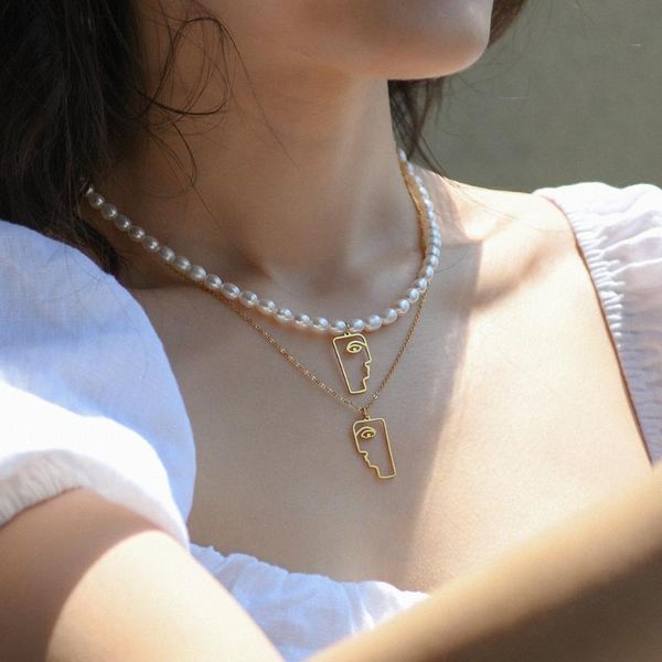 huanzhi 2020 new freshwater pearl beads golden abstract art human face pendant choker necklace for women party wedding jewelry, Silver
huanzhi 2020 new freshwater pearl beads golden abstract art human face pendant choker necklace for women party wedding jewelry, Silver