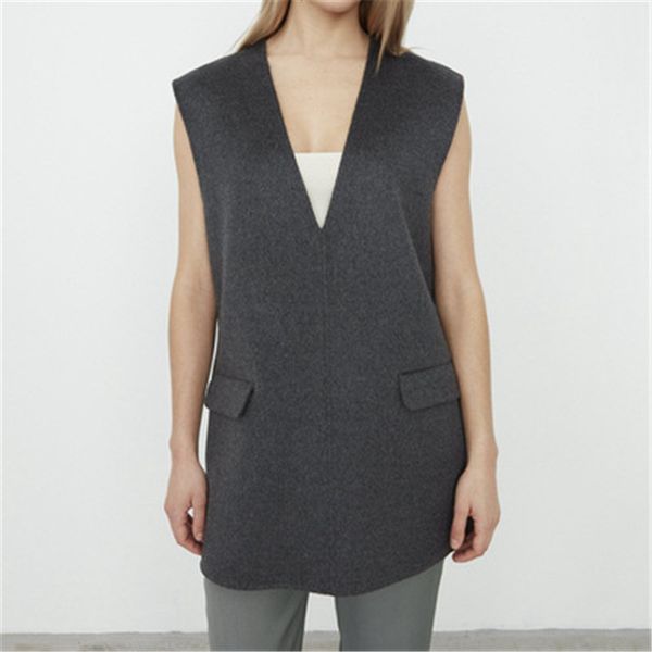 women's vests 2021 autumn style alcoba oversized vest grey blend sleeveless coats v-neck double-sided cashmere coat woolen, Black;white
women's vests 2021 autumn style alcoba oversized vest grey blend sleeveless coats v-neck double-sided cashmere coat woolen, Black;white