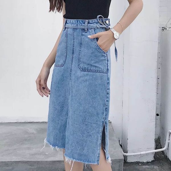 bow sashes long denim skirts women pockets jeans skirts summer korean vintage midi wrap skirt split plus size casual v633, Black
bow sashes long denim skirts women pockets jeans skirts summer korean vintage midi wrap skirt split plus size casual v633, Black