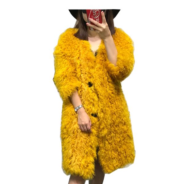 women's fur & faux natural knitted mongolian sheep coat jacket overcoat winter warm with pocket 95cm extra longer size, Black
women's fur & faux natural knitted mongolian sheep coat jacket overcoat winter warm with pocket 95cm extra longer size, Black