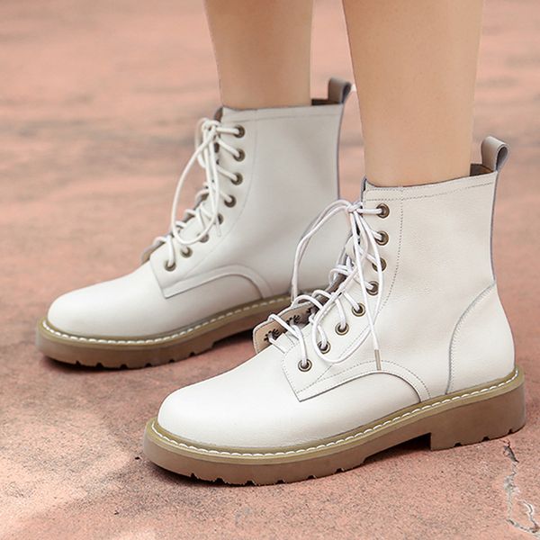 genuine leather ankle boots women autumn winter low heels cross strap shoes g221 woman round toe lace up black beige short boots
genuine leather ankle boots women autumn winter low heels cross strap shoes g221 woman round toe lace up black beige short boots