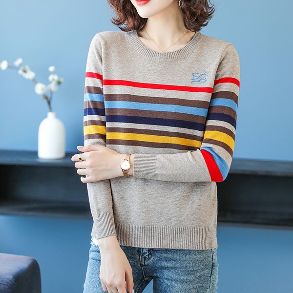 peonfly beautiful color striped pullover sweater women 2020 winter korean long sleeve knitted jumper female knitwear khaki, White;black
peonfly beautiful color striped pullover sweater women 2020 winter korean long sleeve knitted jumper female knitwear khaki, White;black
