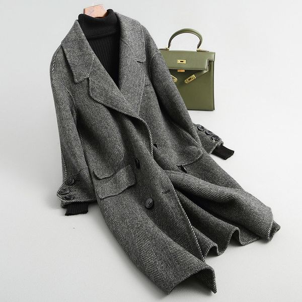 women's wool & blends england 2021 women coat pockets long autumn winter female jacket double-sided alpaca woolen coats 38041 wyq1774 e, Black
women's wool & blends england 2021 women coat pockets long autumn winter female jacket double-sided alpaca woolen coats 38041 wyq1774 e, Black
