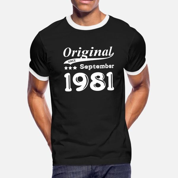 original since september 1981 gift t shirt men designing tee shirt round neck standard famous building spring vintage shirt, White;black
original since september 1981 gift t shirt men designing tee shirt round neck standard famous building spring vintage shirt, White;black