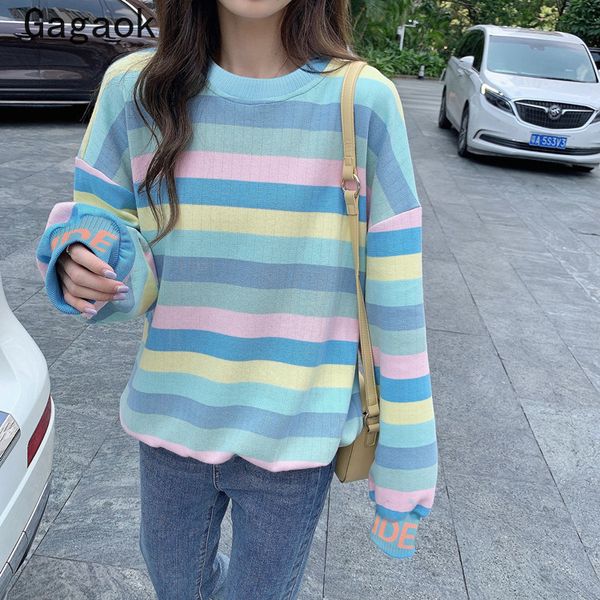 gagaok streetwear fashion women hoodies 2020 spring autumn new o-neck full striped loose casual wild sweet korean pullover, Black
gagaok streetwear fashion women hoodies 2020 spring autumn new o-neck full striped loose casual wild sweet korean pullover, Black