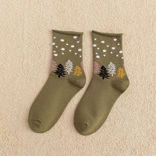 christmas tree polka dots жаккард h h cr хлопок теплый женские носки, Black