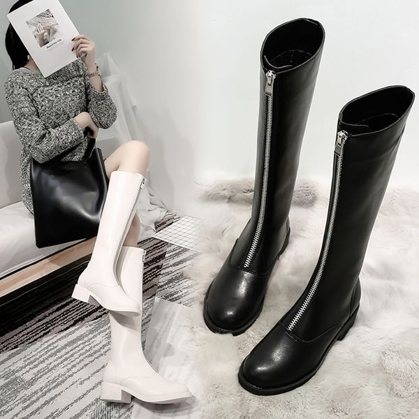women's boots zipper warm autumn boots for women knight platform gothic non-slip knee-high rubber punk shoes, Black
women's boots zipper warm autumn boots for women knight platform gothic non-slip knee-high rubber punk shoes, Black