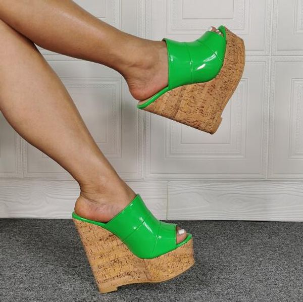 candy green patent leather high wedges summer sandals women thick platform slides lady high heels slingback shoes casual shoes, Black
candy green patent leather high wedges summer sandals women thick platform slides lady high heels slingback shoes casual shoes, Black