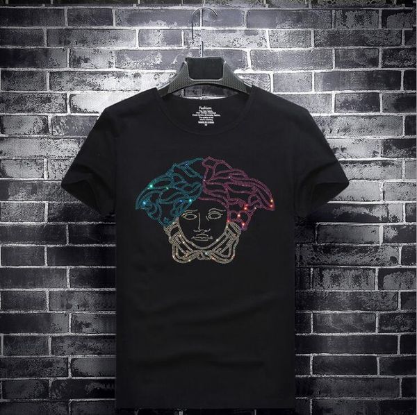 2020 latest style medusa rivet rhinestone short sleeve men's fashion design plus size black white round neck cotton t-shirt, Gray
2020 latest style medusa rivet rhinestone short sleeve men's fashion design plus size black white round neck cotton t-shirt, Gray