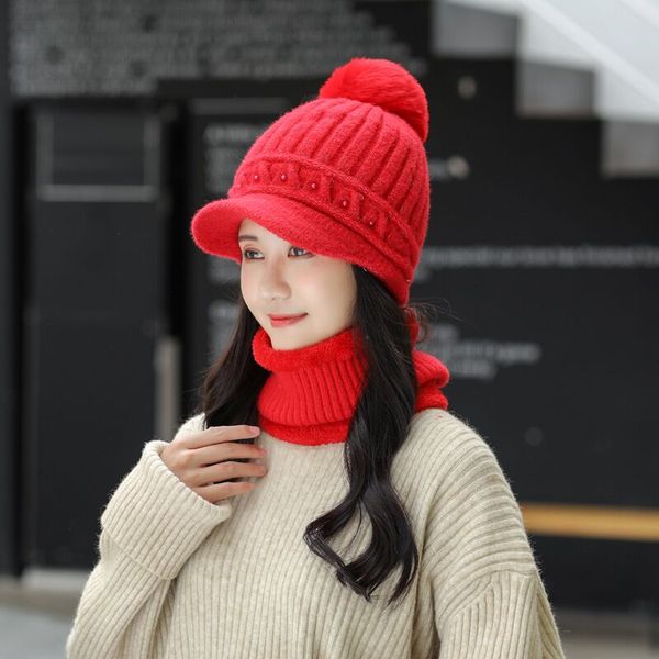 beanie/skull caps brand winter knitted beanies hats women thick warm ear protection hat female pearl wild knit bonnet beanie cap riding scar, Blue;gray 
beanie/skull caps brand winter knitted beanies hats women thick warm ear protection hat female pearl wild knit bonnet beanie cap riding scar, Blue;gray