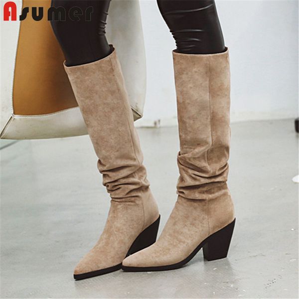 asumer 2020 new autumn winter boots women pointed toe slip on knee high boots flock classic prom ladies large size 34-46, Black
asumer 2020 new autumn winter boots women pointed toe slip on knee high boots flock classic prom ladies large size 34-46, Black