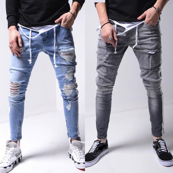 men's jeans men pants fashion male drawstring hole cozy street slim casual full length pencil trousers 2021, Blue
men's jeans men pants fashion male drawstring hole cozy street slim casual full length pencil trousers 2021, Blue