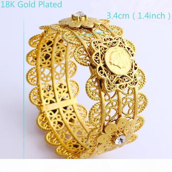 new luxury women big wide bangle carve thai baht head portrait coin 22 k fine solid gold gf dubai jewelry open bracelets with cz knit flower, Black
new luxury women big wide bangle carve thai baht head portrait coin 22 k fine solid gold gf dubai jewelry open bracelets with cz knit flower, Black