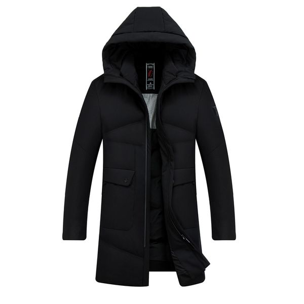 men's down jacket warm thick winter down jacket hooded business casual long 90% white duck down coat, Black
men's down jacket warm thick winter down jacket hooded business casual long 90% white duck down coat, Black