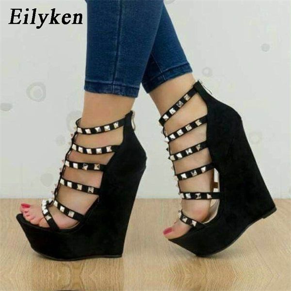 eilyken new design metal rivet decoration wedge sandals fashion open toe zip cover heel ladies platform shoes plus size 35-42 0924, Black
eilyken new design metal rivet decoration wedge sandals fashion open toe zip cover heel ladies platform shoes plus size 35-42 0924, Black
