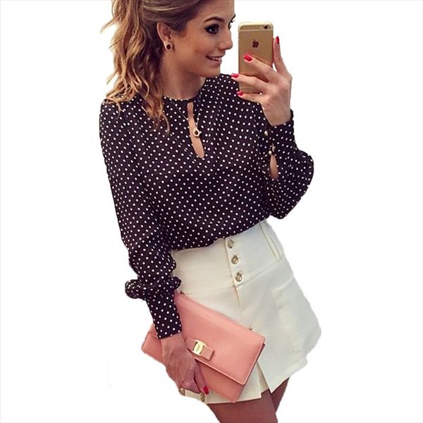 long sleeve slit open women blouse chiffon hollow casual shirt plus size women blusas bluse dots shirt top, White
long sleeve slit open women blouse chiffon hollow casual shirt plus size women blusas bluse dots shirt top, White