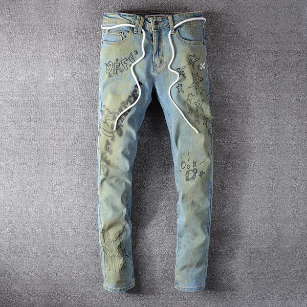2020 mens jeans slim fit ripped jeans men hi-street mens distressed denim joggers knee holes washed printing brand men pants, Blue
2020 mens jeans slim fit ripped jeans men hi-street mens distressed denim joggers knee holes washed printing brand men pants, Blue
