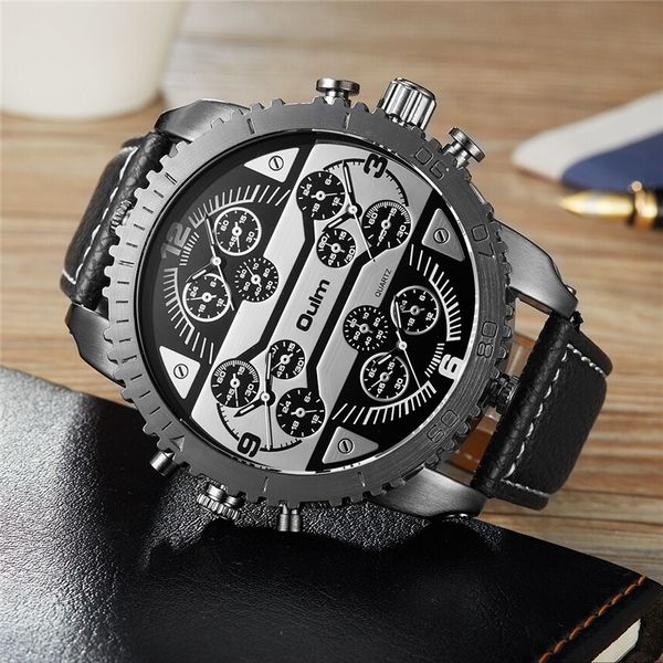 oulm big size large dial men watches 4 time zone quartz watch male clock casual leather sport men's wristwatches, Slivery;brown
oulm big size large dial men watches 4 time zone quartz watch male clock casual leather sport men's wristwatches, Slivery;brown