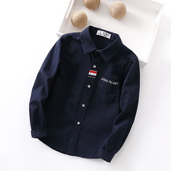 2020 spring oxford textile cotton thick full sleeve embroidered letters solid color black blue boys white shirts, White;black
2020 spring oxford textile cotton thick full sleeve embroidered letters solid color black blue boys white shirts, White;black