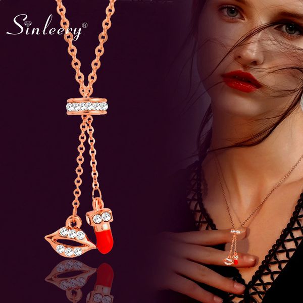 pendant necklaces sinleery lip and red lipstick adjustable necklace rose gold color tiny crystal inlay statement jewelry xl611, Silver
pendant necklaces sinleery lip and red lipstick adjustable necklace rose gold color tiny crystal inlay statement jewelry xl611, Silver