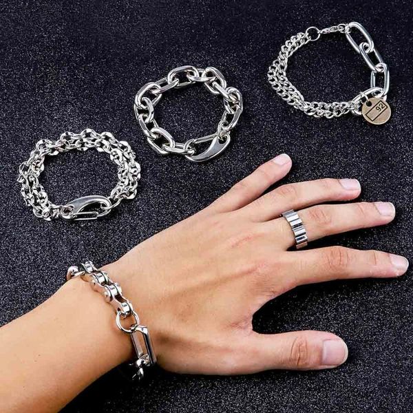 link, chain 4 styles stainless steel men women trendy bracelets hip hop bangle high polished fashion coolest brace lace 14mm, Black
link, chain 4 styles stainless steel men women trendy bracelets hip hop bangle high polished fashion coolest brace lace 14mm, Black