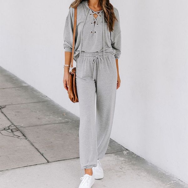 2 pieces grey drawstring hooded women sets long sleeve hoodies+lace up pants female tracksuit set autumn casual loose homewear, Gray
2 pieces grey drawstring hooded women sets long sleeve hoodies+lace up pants female tracksuit set autumn casual loose homewear, Gray