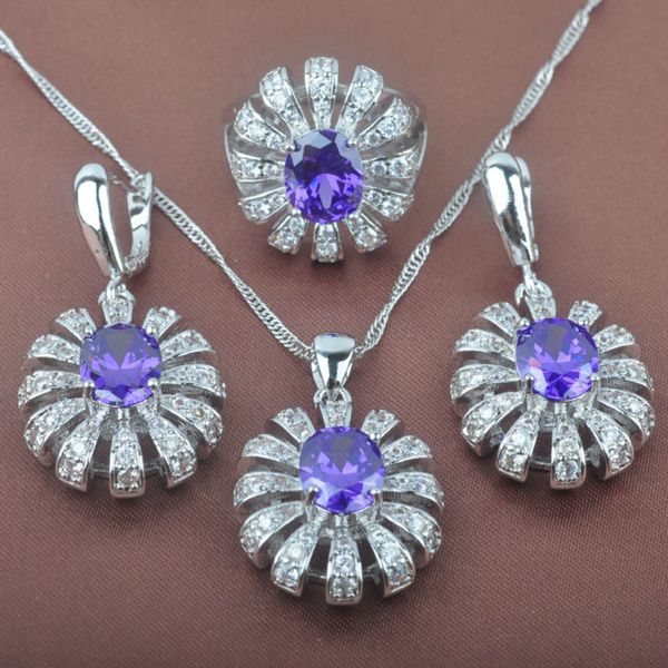 pretty wedding women's jewelry sets silver color purple zirconia ring necklace and earrings set tz088
pretty wedding women's jewelry sets silver color purple zirconia ring necklace and earrings set tz088
