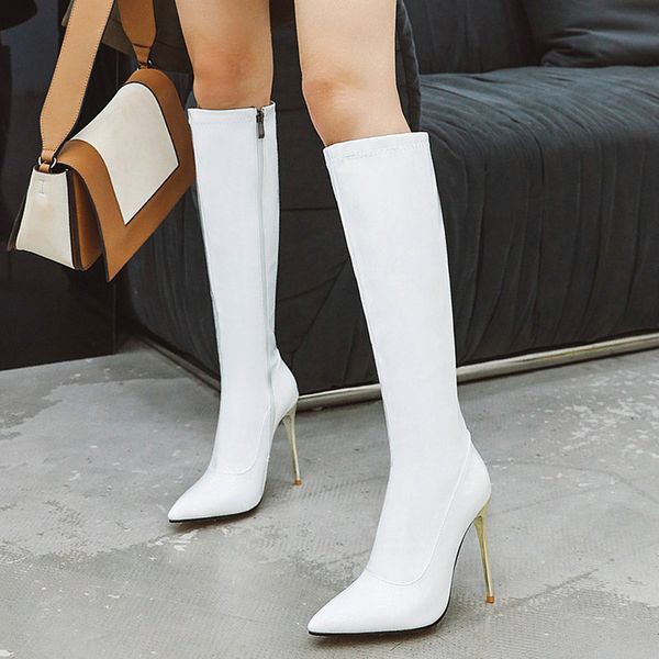 women boots super high heel knee high boots fashion patent leather long pointed toe zipper autumn winter woman, Black
women boots super high heel knee high boots fashion patent leather long pointed toe zipper autumn winter woman, Black