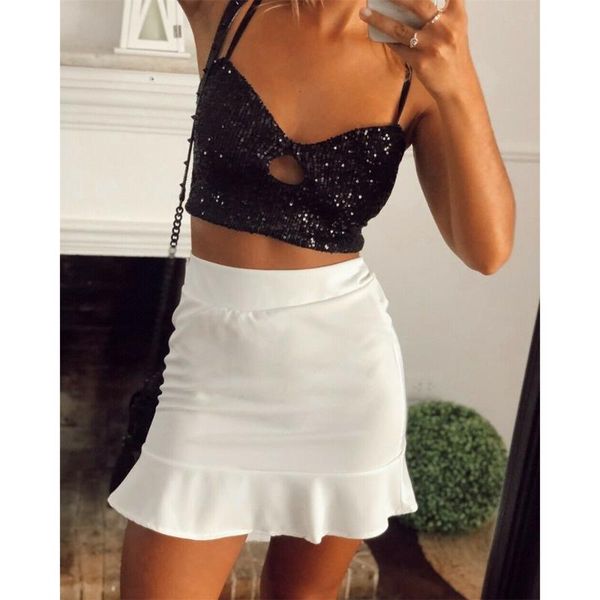 women casual sequined sparkle front hole sleeveless tank vest evening dance party clubwear crop t-shirt cami, White
women casual sequined sparkle front hole sleeveless tank vest evening dance party clubwear crop t-shirt cami, White