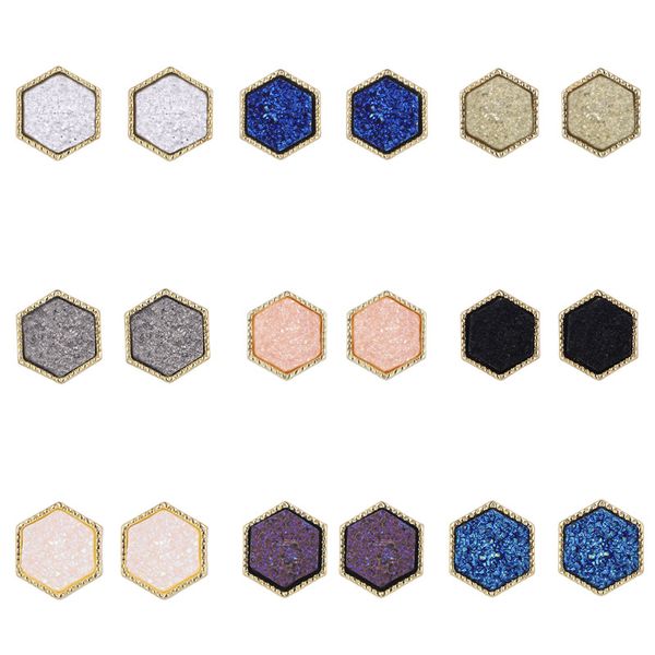 fashion druzy drusy earrings gold plated hexagon geometry faux natural stone resin earrings for women jewelry, Golden;silver
fashion druzy drusy earrings gold plated hexagon geometry faux natural stone resin earrings for women jewelry, Golden;silver