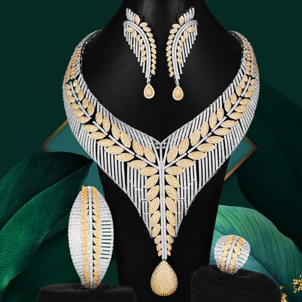 super big fashion 4шт luxury комплект ювелирных изделий биколор leaf для женщин свадьбы африканского кубического циркона дубая люкс ювелирны, Silver
super big fashion 4шт luxury комплект ювелирных изделий биколор leaf для женщин свадьбы африканского кубического циркона дубая люкс ювелирны, Silver