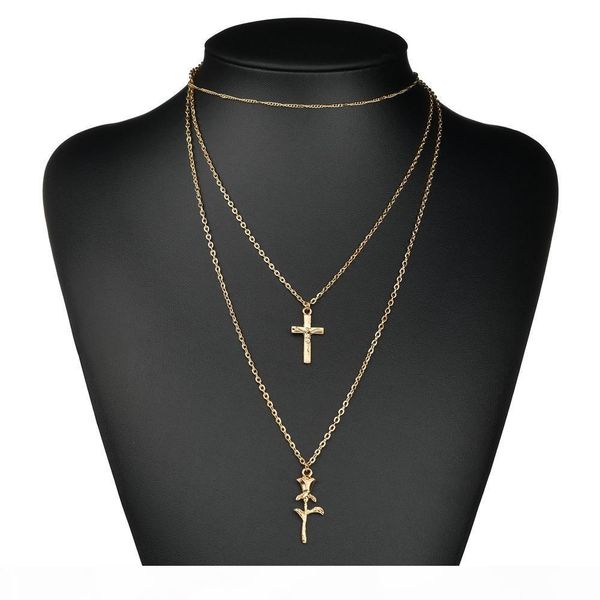 rose flower cross pendant necklace multilayer choker clavicle chain necklace for women girl confirmation gift jewelry, Silver
rose flower cross pendant necklace multilayer choker clavicle chain necklace for women girl confirmation gift jewelry, Silver