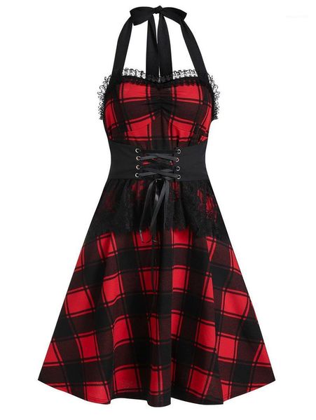 dress fashion lace printed bandage designer halter classical dresses women scotland plaids, Black;gray
dress fashion lace printed bandage designer halter classical dresses women scotland plaids, Black;gray