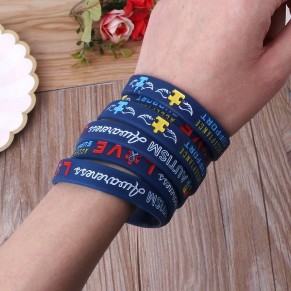 6pcs/set autism awareness bracelets awareness creates change silicone wristband blue bracelet, Black
6pcs/set autism awareness bracelets awareness creates change silicone wristband blue bracelet, Black